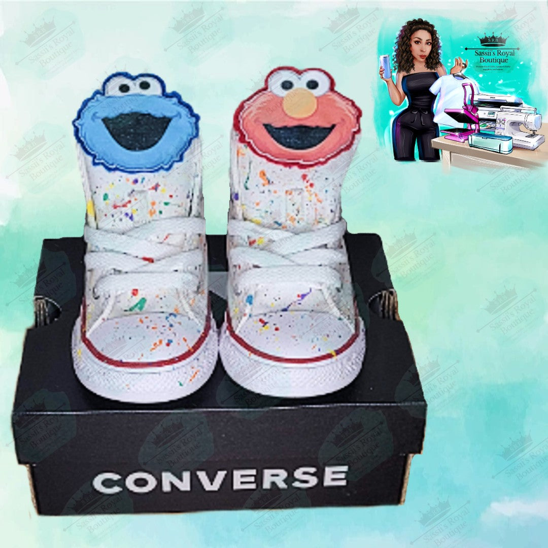 Character themed, paint splatter Converse-Glow in the dark