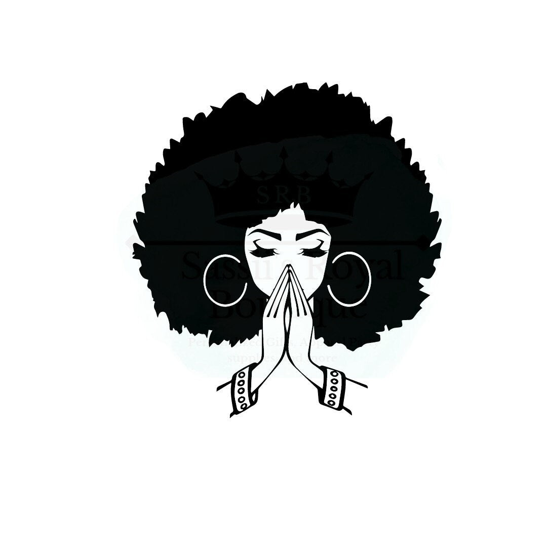 Custom Bling mug- Praying afro woman