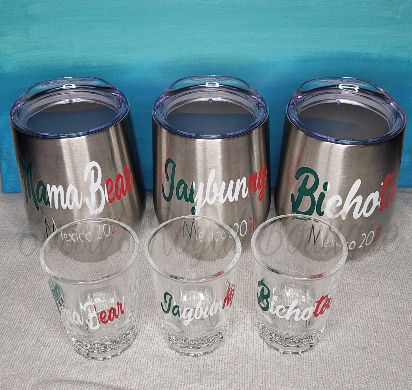 Custom Wine tumbler and Shot glass set