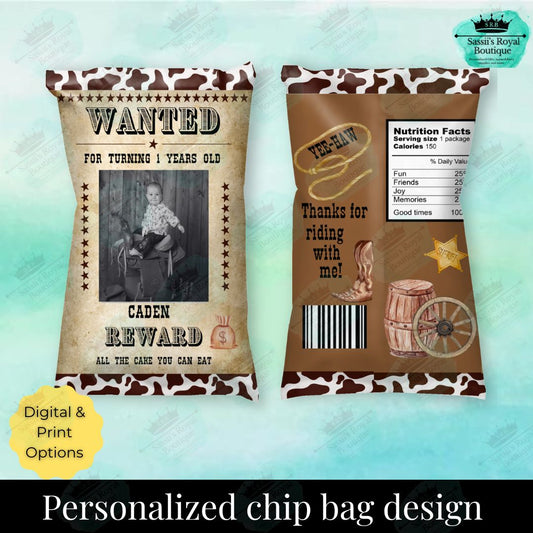 My First Rodeo chip bag- Wanted poster