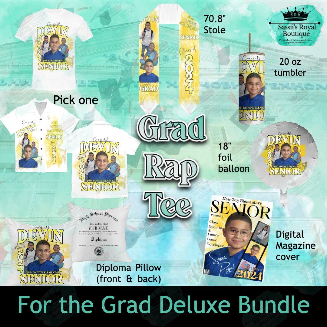 For the Grad Deluxe Bundle- His- Rap tee