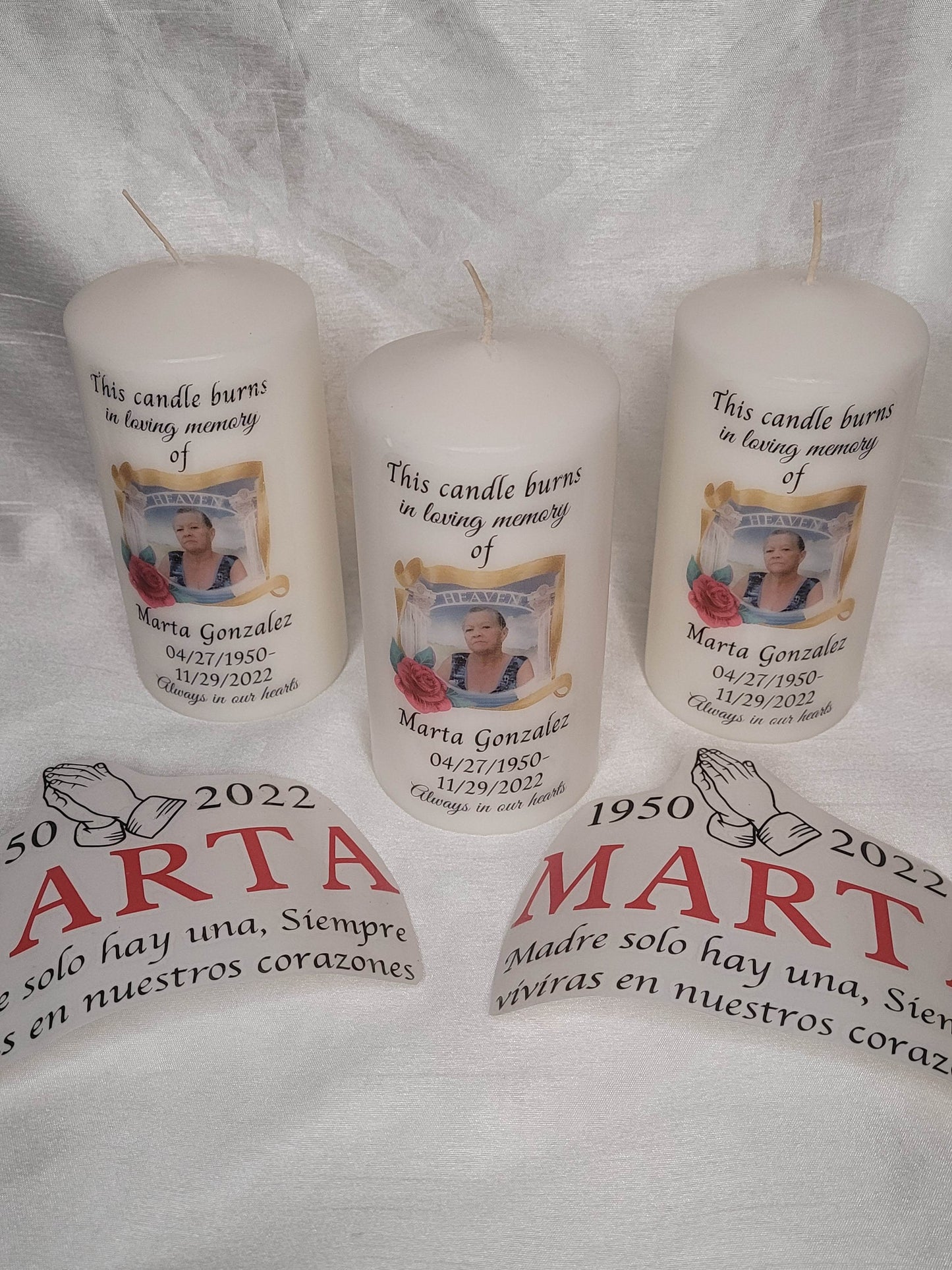 Custom memorial candle