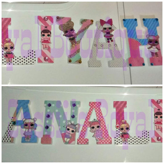 Character themed wood letters- LOL Doll inspired