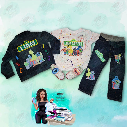 Sesame Street inspired Jean Set- Glow in the Dark