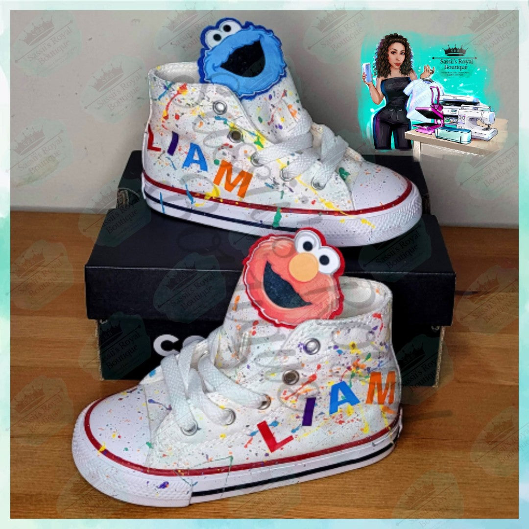 Character themed, paint splatter Converse-Glow in the dark