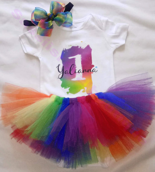 Rainbow Birthday 3pc tutu set