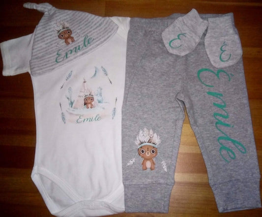 Tribal print bear- Baby bundle