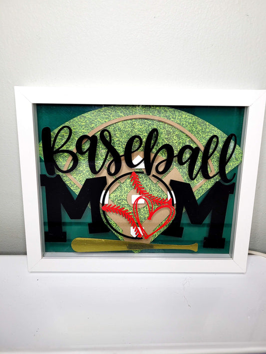 Baseball Mom Shadow box- Mothers day gift (8"x10")