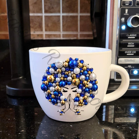 Custom Bling mug- Praying afro woman