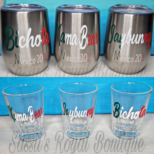 Custom Wine tumbler and Shot glass set